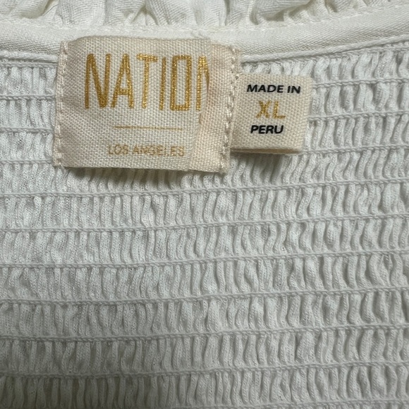 Anthropologie Nation Los Angeles Smocked-Shoulder Tee New with Tags Blouse - Picture 4 of 11